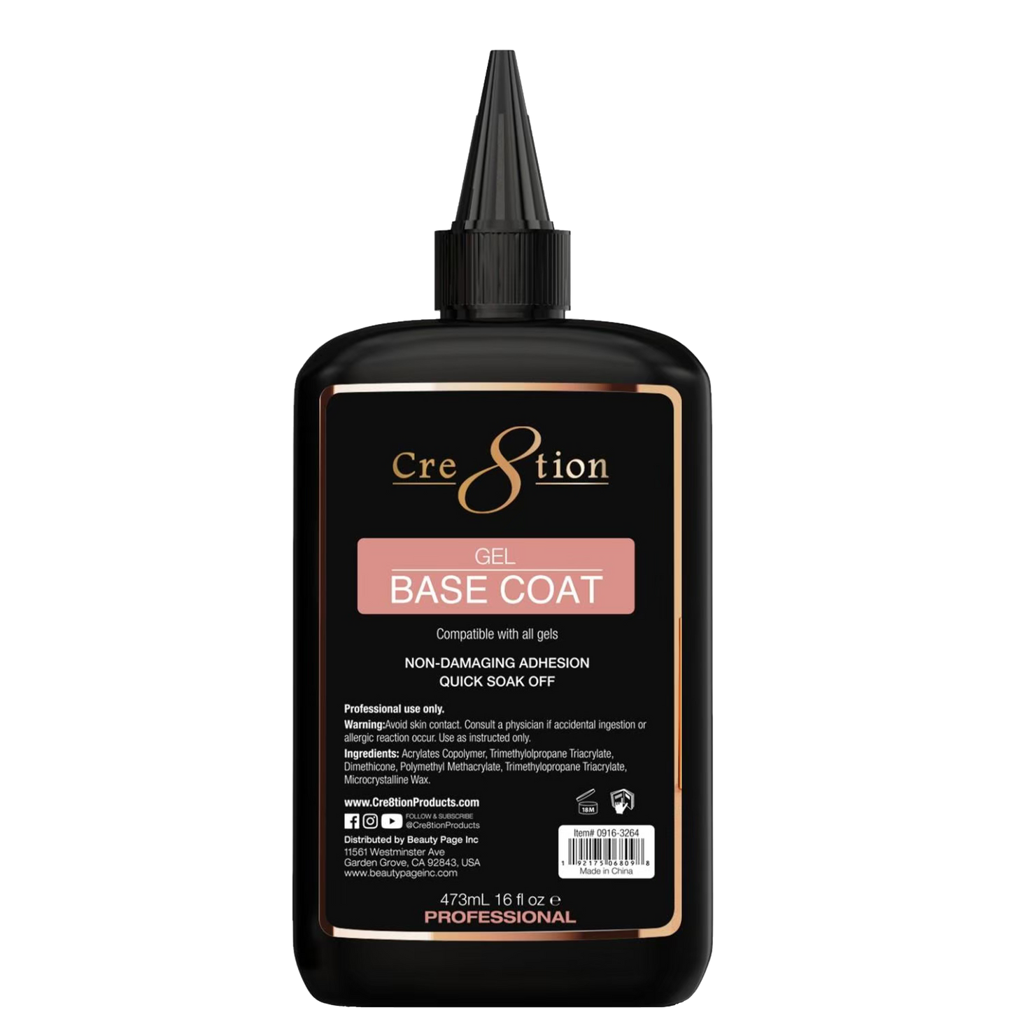 Creation Soak Off Gel Base Coat Refill 16oz