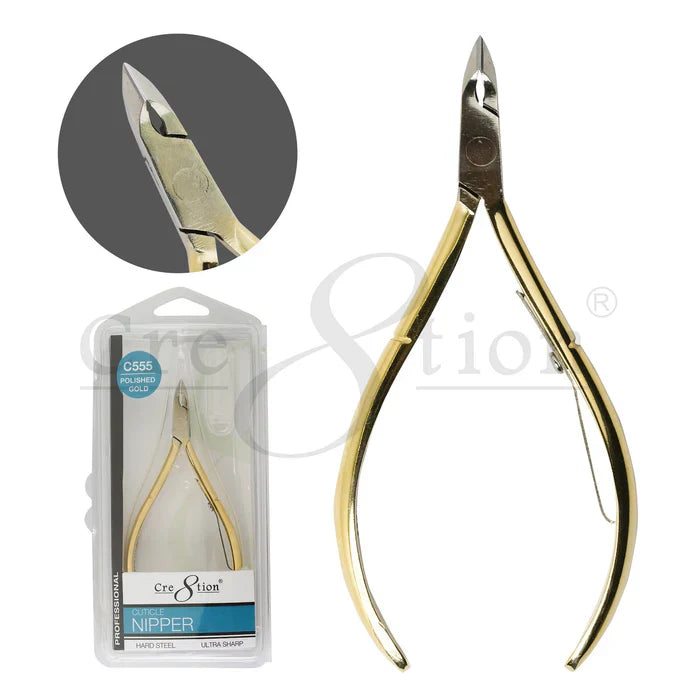 Creation Hard Steel Cuticle Nippers Polished Gold C555