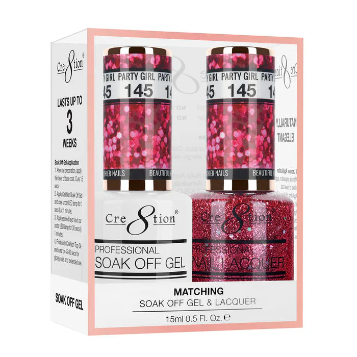 Creation Soak Off Gel Matching Pair 0.5oz 145 PARTY GIRL (GLITTER)