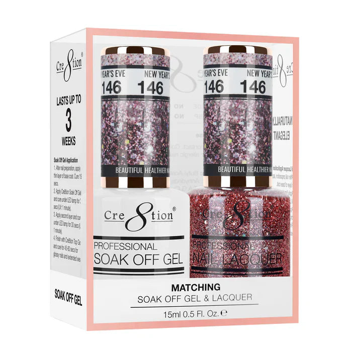 Creation Soak Off Gel Matching Pair 0.5oz 146 NEW YEAR 'S EVE (GLITTER)