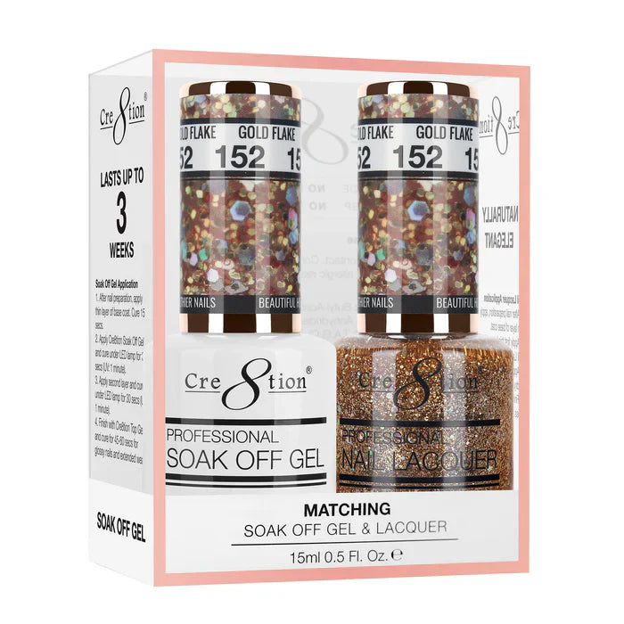 Creation Soak Off Gel Matching Pair 0.5oz 152 GOLD FLAKE