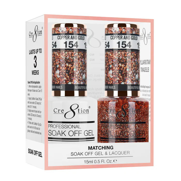 Creation Soak Off Gel Matching Pair 0.5oz 154 COPPER & GOLD