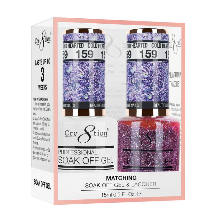 Creation Soak Off Gel Matching Pair 0.5oz 159 COLD HEARTED