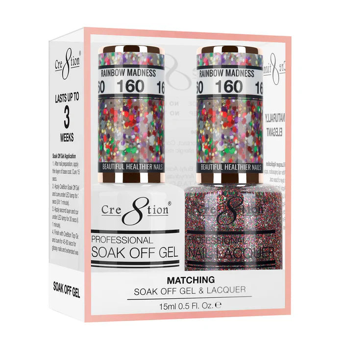 Creation Soak Off Gel Matching Pair 0.5oz 160 RAINBOW MADNESS