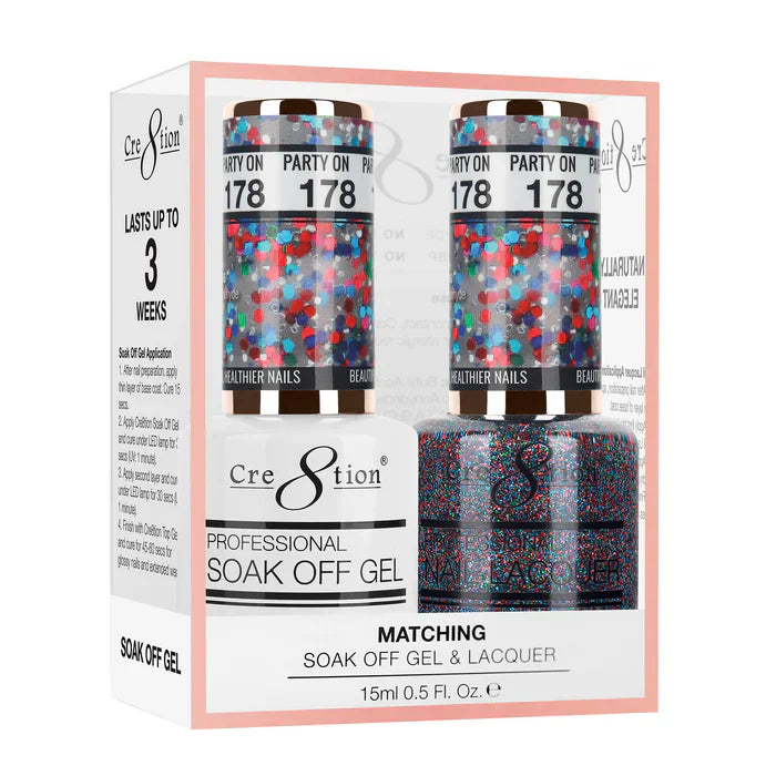 Creation Soak Off Gel Matching Pair 0.5oz 178 PARTY ON