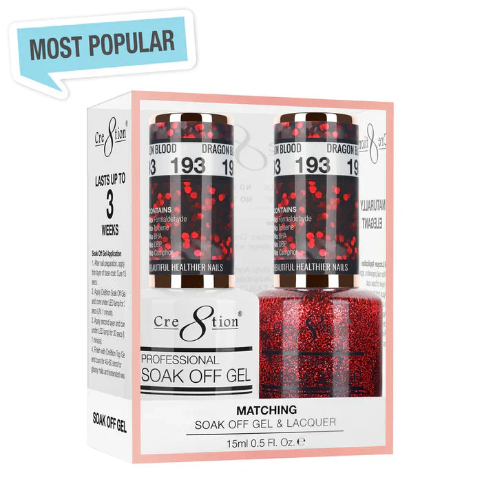 Creation Soak Off Gel Matching Pair 0.5oz 193 DRAGON BLOOD