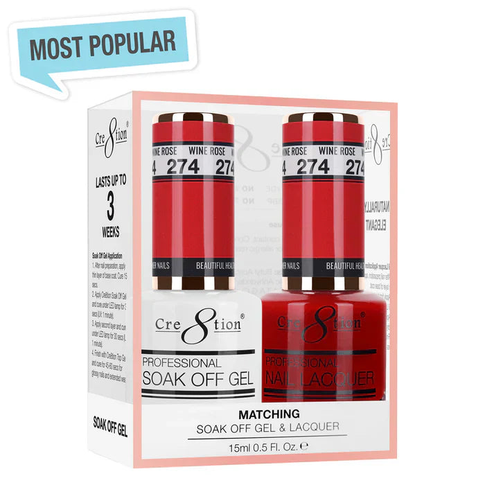 Creation Soak Off Gel Matching Pair 0.5oz 274 WINE ROSE
