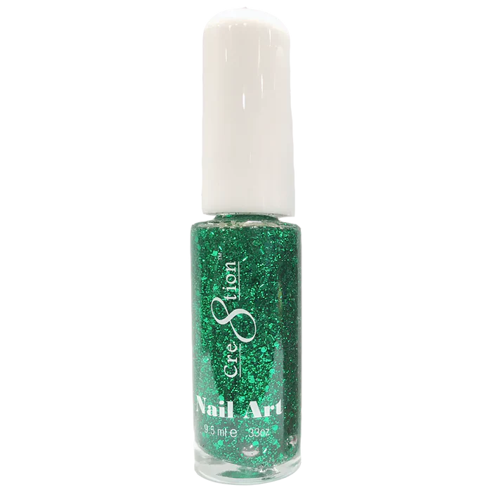 Creation Detailing Nail Art Lacquer 0.25oz 07 Green Glitter