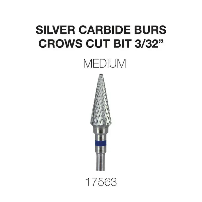 Creation Silver Carbide Burs For Nails - Crows Cut Bit 3/32" Medium