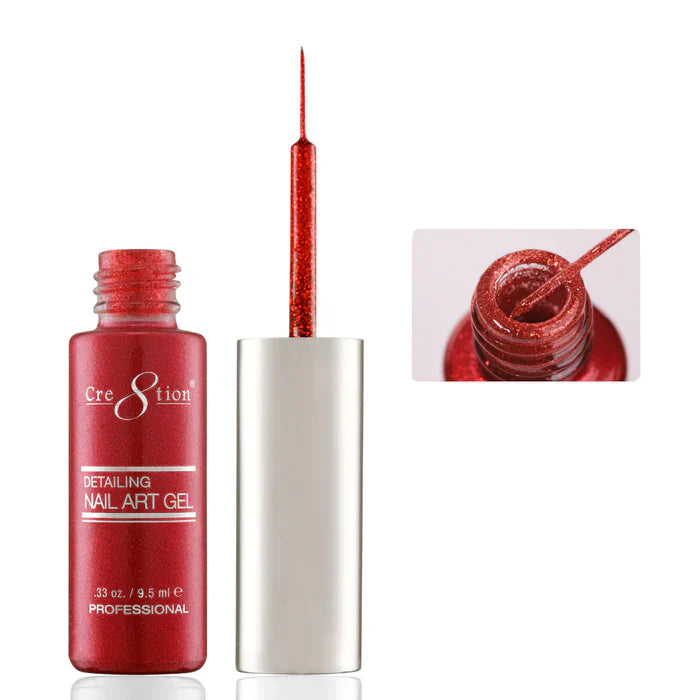 Creation Detailing Nail Art Gel 0.33oz 28 Red Glitter