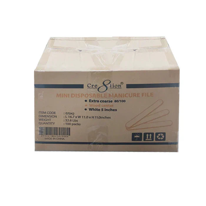 Cre8tion Nail File Wood Center White Grit (50 pcs./pack)