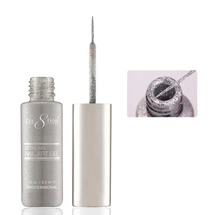 Creation Detailing Nail Art Gel 0.33oz 42 Bright Holographic Silver