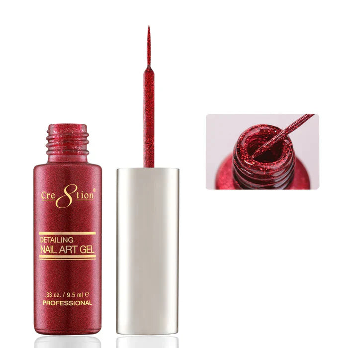 Creation Detailing Nail Art Gel 0.33oz 44 Garnet Red Glitter