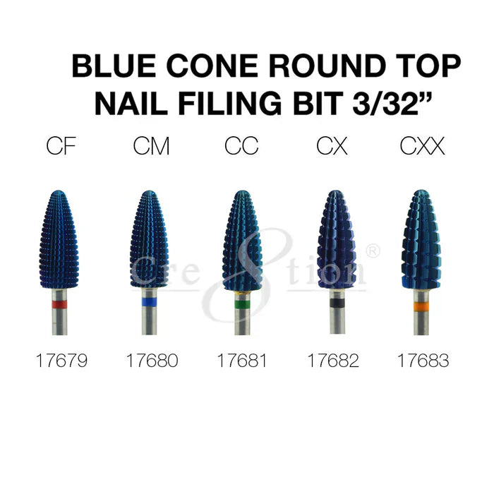 Creation Blue Cone Round Top Nail Filing Bit 3/32" Set