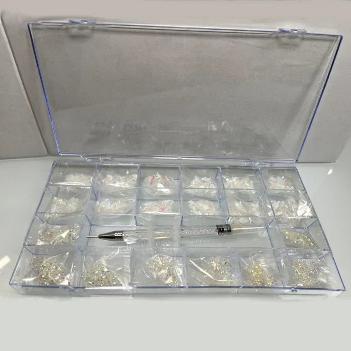 Creation Nail Art Rhinestones Decoration Set White