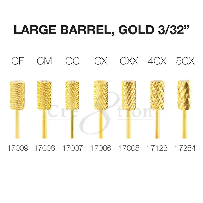 Creation Carbide Large Barrel, Gold 3/32" Set