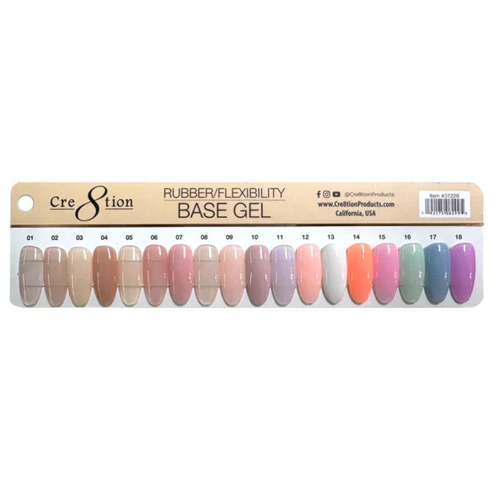 Creation Color Chart - Rubber/ Flexibility Base Collection 18 Colors