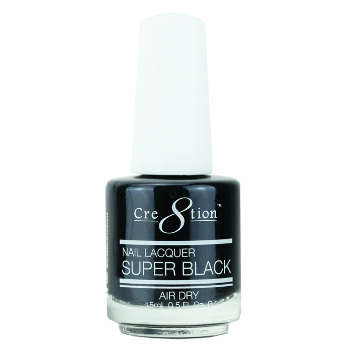 Creation Nail Lacquer SUPER BLACK Air Dry 0.5oz
