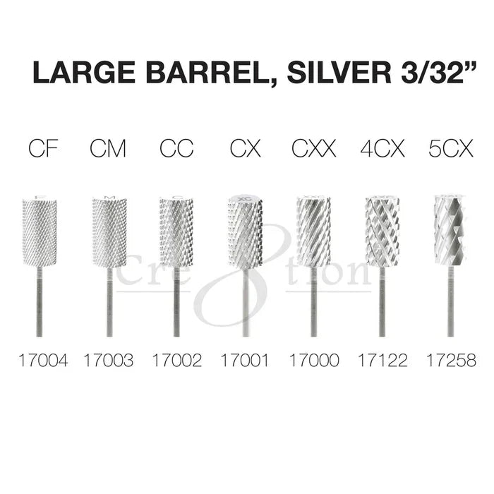 Creation Carbide Large Barrel, Silver 3/32" Set