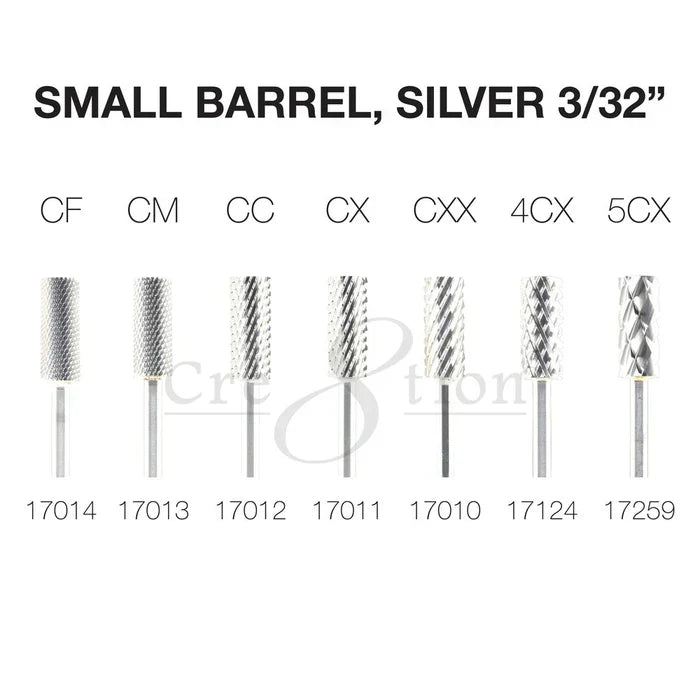 Creation Carbide Small Barrel, Silver 3/32" Set