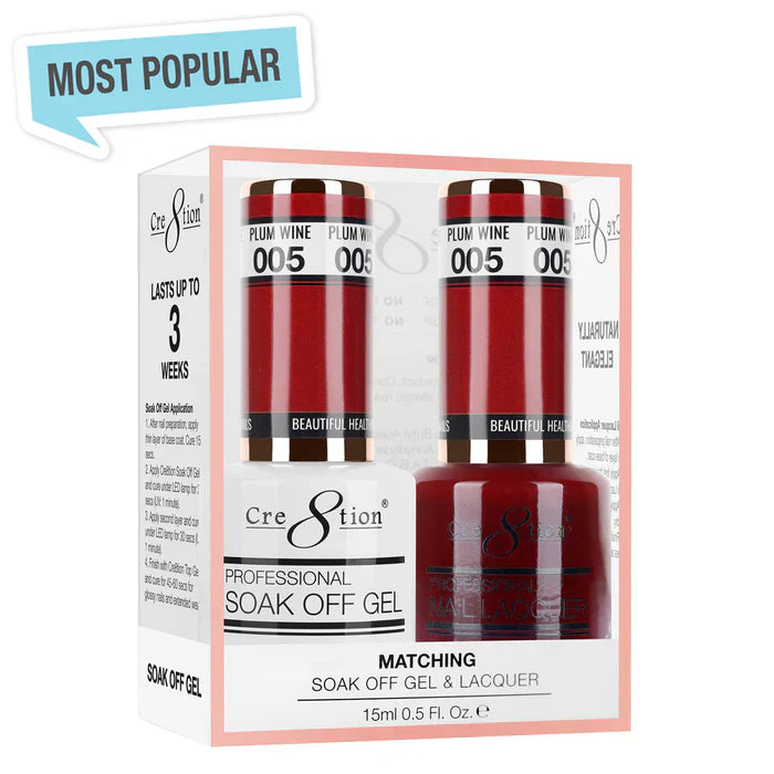 Creation Soak Off Gel Matching Pair 0.5oz 005 PLUM WINE