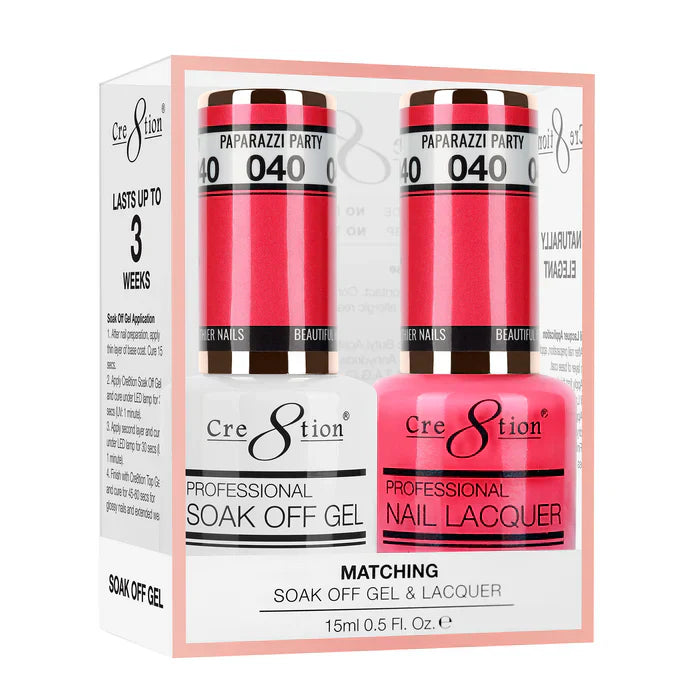Creation Soak Off Gel Matching Pair 0.5oz 040 PAPARAZZI PARTY (NEON)