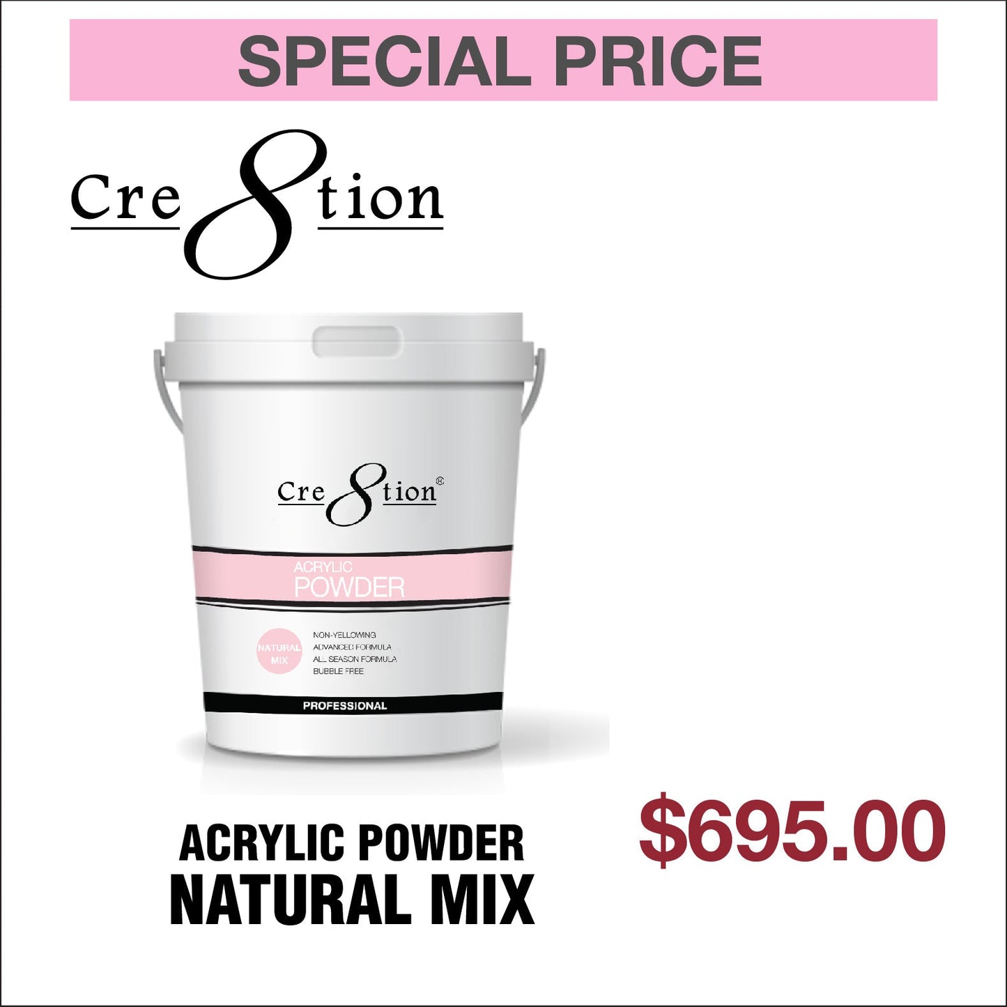 Creation Acrylic Powder Natural Mix 25lbs