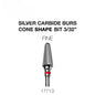 Cre8tion Silver Carbide Burs - Cone Sharp Bit - Fine 3/32'