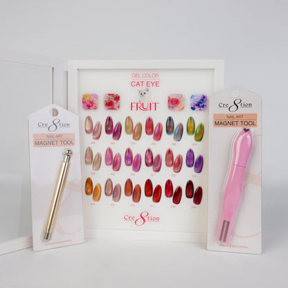 Creation Cat Eye Fruits Kit - 18 Colors (#202 - #219) w/ 1 Acrylic Booklet & 2 Magnet Tools