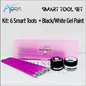 Aora Kit/8pcs - Stamp Art Tool (6 design) + Black/White Gel Paint