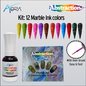 Aora Kit/12pcs - Abstraction Marble Ink 12 colors