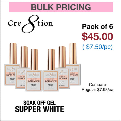 Creation Soak Off Gel - Super White 0.5oz (HEMA/TPO Free)