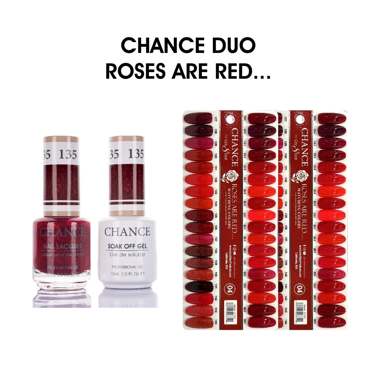 Chance Matching Duo 0.5oz - 36 Colors ( #109 - #144 ) Roses Are Red Collection