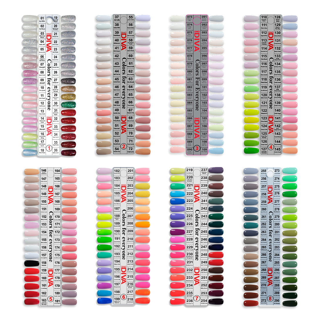 DND Diva Dap/Dip #1 - #290 = 285 colors x $5. + 1 Tip Set #1 to #8