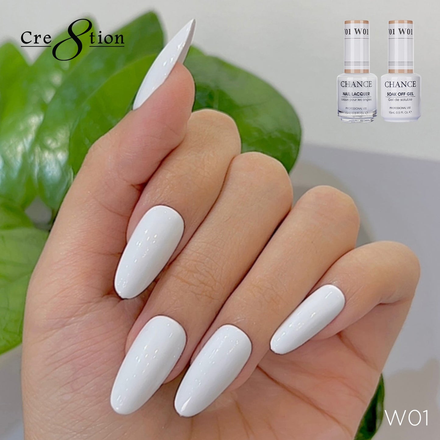 Chance Gel & Nail Lacquer Duo 0.5oz W01 - Shade of White Collection