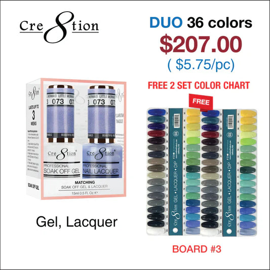 Creation Matching Color - 36 colors Board 3 #73-#106 w/ 2 Color Chart Duo