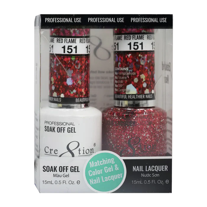 Creation Soak Off Gel Matching Pair 0.5oz 151 RED FLAME