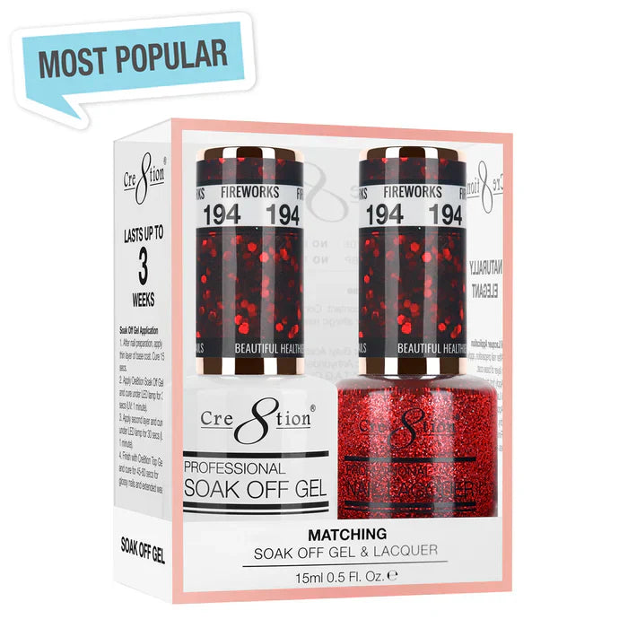 Creation Soak Off Gel Matching Pair 0.5oz 194 FIREWORKS