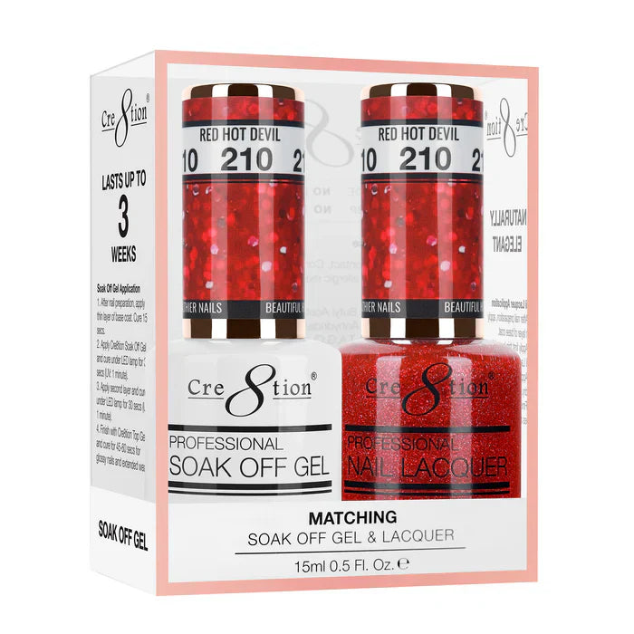 Creation Soak Off Gel Matching Pair 0.5oz 210 RED HOT DEVIL