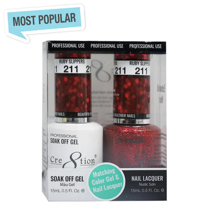 Creation Soak Off Gel Matching Pair 0.5oz 211 RUBY SLIPPERS