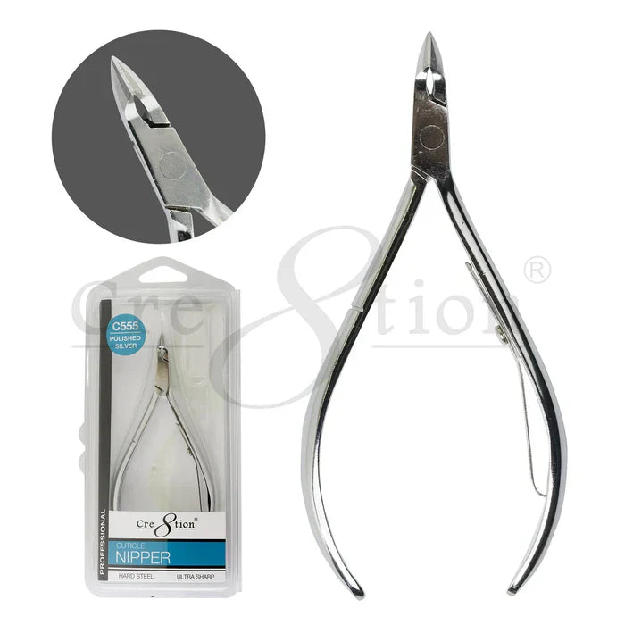 Creation Hard Steel Cuticle Nippers Polished Silver C555