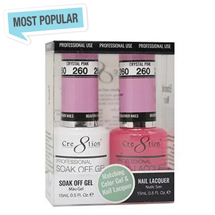 Creation Soak Off Gel Matching Pair 0.5oz 260 CRYSTAL PINK