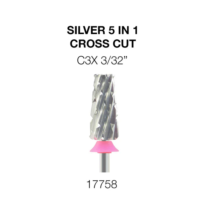 Creation Silver 5 in 1 Nail Filing Bit - 3/32" Cross Cut C3X