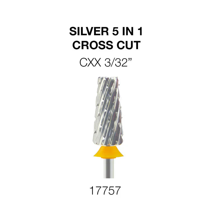 Creation Silver 5 in 1 Nail Filing Bit - 3/32" Cross Cut CXX