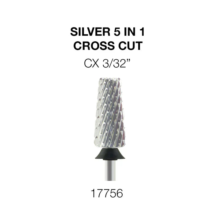 Creation Silver 5 in 1 Nail Filing Bit - 3/32" Cross Cut CX