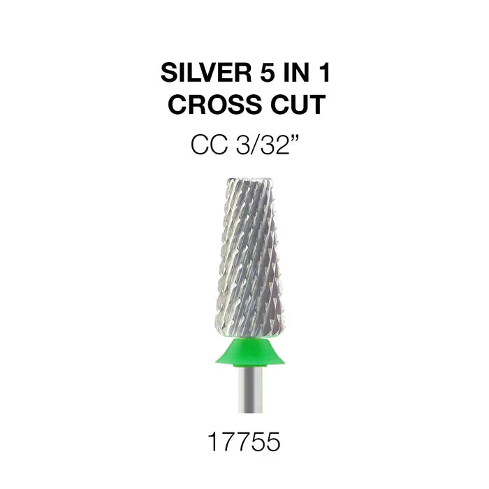 Creation Silver 5 in 1 Nail Filing Bit - 3/32" Cross Cut CC