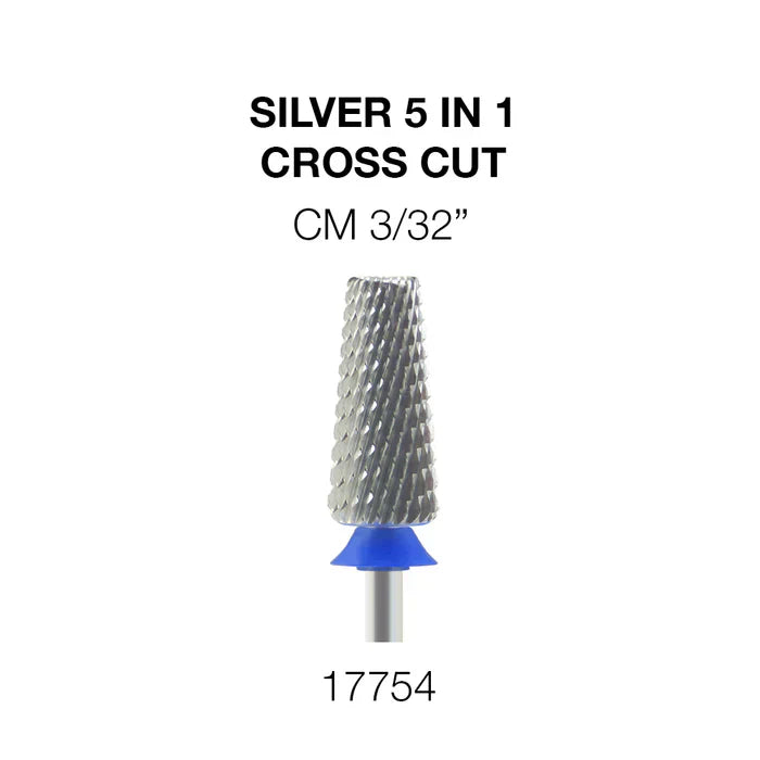 Creation Silver 5 in 1 Nail Filing Bit - 3/32" Cross Cut CM