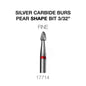 Creation Silver Carbide Burs For Nails - Pear Shape Bit - Fine 3/32'