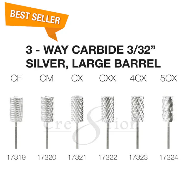 Creation 3-Way Carbide Silver, Large Barrel 3/32" Set