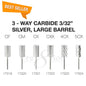 Creation 3-Way Carbide Silver, Large Barrel 3/32" Set